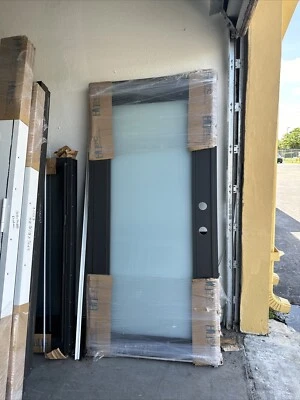 Puerta de impacto bronce aluminio 38 1/2 x 81 L.H. Vidrio esmerilado de impacto laminado 7/16 Foto 1 de 4