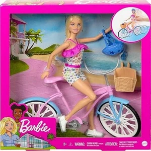 Barbie Doll and Bike Set with Accessories: Blonde in Rainbow Romper - Picture 1 of 3