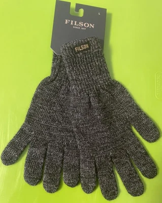 Guantes de punto de lana Filson Full Finger hechos en EE. UU. talla L carbón brezo nuevos con etiquetas Foto 1 de 4