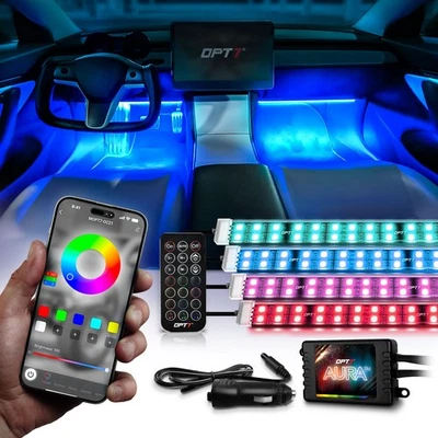 Car LED Interior Light Strip RGB Neon Glow Ambient APP Remote Control Footwell - Image 1 of 4