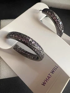 Bomb Party~ER78139~In The Shadowed Marine Caves~Amethyst CZ~Hematite Earrings - Picture 1 of 6