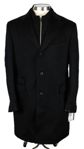 $2195 Corneliani Mens Coat 46 R Black Wool Beaver Coat 3 Button Zip out bib - Picture 1 of 12