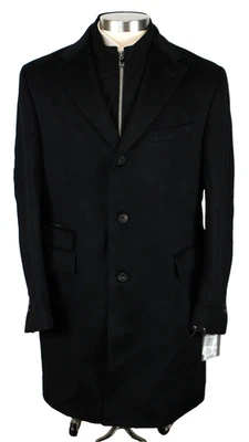 $2195 Abrigo Corneliani Para Hombres 46 R Negro Lana Castor Abrigo 3 Botones Cremallera Babero Foto 1 de 4