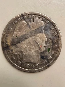 1897 (P) Liberty Head "Barber" Quarter Silver 25¢ - Good - Bild 1 von 3