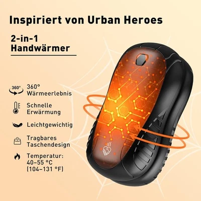 FANDLISS Tragbare Taschenwärmer: 2 Stück, 3 Heizstufen, 6000mAh Akku für Outdoor & Sport