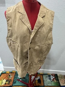 Denim Supply Ralph Lauren Mens Tan Canvas Utility Vest Workwear XL TG - Picture 1 of 7
