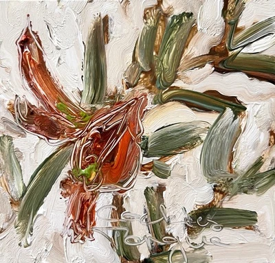 Pintura al óleo lengua gallos flores y plantas nativas australianas arte botánico Foto 1 de 2