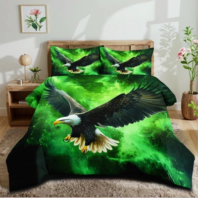 Juego de edredón Black Eagle tamaño queen lindo juego de cama de animales edredón estético Foto 1 de 4