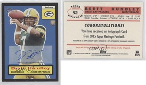 2015 Topps Heritage Black Auto /56 Brett Hundley #82 Rookie Auto RC