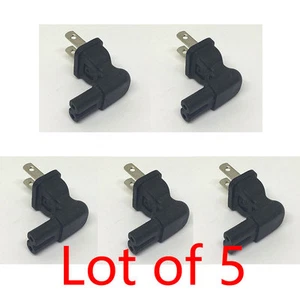 5X 2 Prong Right Angle AC power Plug adapter IEC C7 receptacle to NEMA 1-15P -US - Picture 1 of 6