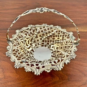 FRANCIS BUTTY, NICHOLAS DUMEE GEORGIAN PIERCED STERLING SILVER GILT BASKET 1760s - Picture 1 of 4