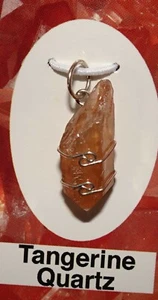 Tangerine Quartz Crystal Wire-wrap Pendant Heaven & Earth j2235d - Picture 1 of 4