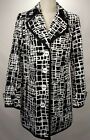 Womens Fashion Trench Coat Jacket Size 6 S Retro Black White Button Front Lined