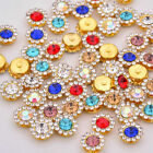 50 Gold Bling Crystal Rhinestone Pearl Flatback Buttons 9mm 11mm Wedding Crafts