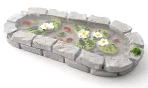 Miniatur Grauer Stein Feen Teich Mit Frosch Feengarten Zubehör 1/12 Maßstab - Picture 1 of 2