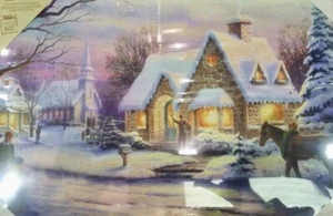 45×30×1.5CM CHRISTMAS DECORATION LIGHT UP LED CANVAS WALL ART PICTURE XMAS GIFT  - Picture 1 of 1