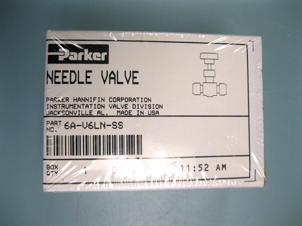 PARKER 6A-V6LN-SS 3/8" TUBE NEEDLE VALVE 316SS 5000 PSI