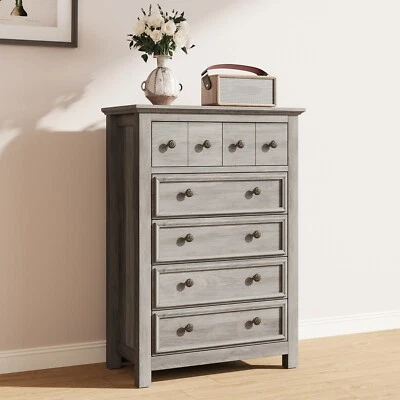 Farmhouse Tall 6 Drawer Dresser Wood Chest of Drawers for Bedroom Living Room - Image 1 of 4