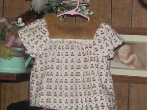 girl's bear 'love' TOP w/'phoney fur' short sleeve handmade 4T (Nclst 11) - Picture 1 of 4