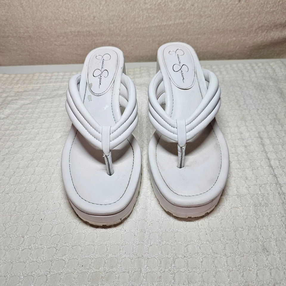 Sandalias de cuña Jessica Simpson Kemnie talla 7 blancas Foto 1 de 4