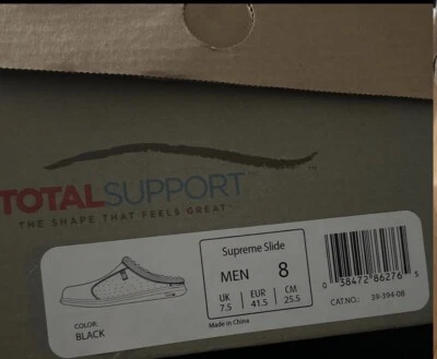 Туфли-шлепанцы мужские Spenco Supreme размер 8 М США черные - Изображение 1 из 4