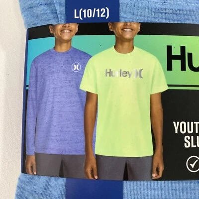 Hurley Boys L 2-pack Shirt Graphic Tee and Slub Long Sleeve Shirt L 10/12 - Image 1 of 4