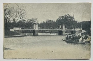 Scene in Public Garden Boston Massachusetts MA People in Swan Boats Postcard - Picture 1 of 2