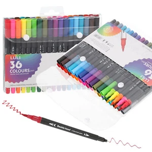 36 Colors Dual Tip Colored Pens with Brush and Fineliner Tip, Black Barrel - Picture 1 of 7