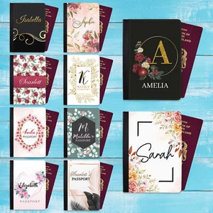Funda de pasaporte de diseño floral personalizada cualquier nombre regalo vacaciones 18 - Imagen 1 de 23