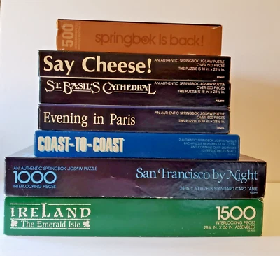 7 Vintage Springbok Puzzles 500 1000 1500 Pieces San Francisco Ireland Paris - Image 1 of 4
