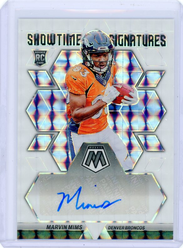 2023 Panini Mosaic MARVIN MIMS WHITE Showtime Signatures Auto SP #'D /25 BRONCOS