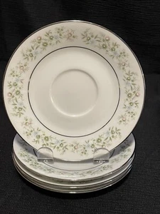 Platillo Noritake Savannah 2031 6"" conjunto de 4 borde platino floral rosa azul *602 - Imagen 1 de 5