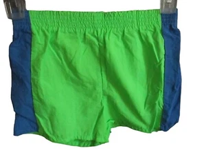 24" Vtg 90's Boys Vanderbilt Kids Medium Green & Blue Elastic Waist Swim Shorts - Picture 1 of 3