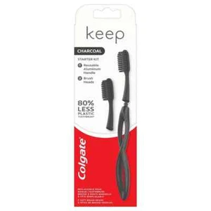 Keep Charcoal Toothbrush Kit 1 Reuseable Aluminum Metal Handle 2 Soft Brush Head - Picture 1 of 4