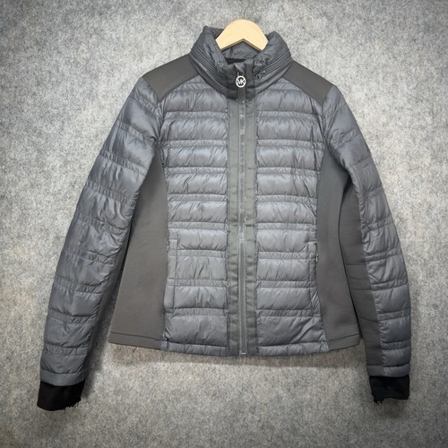 Giacca Michael Kors donna S grigio piumino piuma cappuccio impacchettabile leggera
