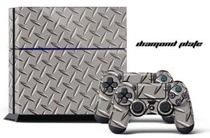 Designer Skin PS4 Playstation Stickers 4 Console Controller Decals DIAMOND PLATE - Picture 1 of 1