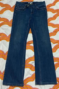White House Black Market Jeans Size 6 Regular Dark Blue Denim Rhinestone Accent - Picture 1 of 12