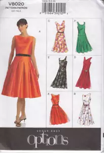 Sewing Pattern Vogue Easy Options 8020 Misses' Fit and Flare Dress & Belt - Picture 1 of 1