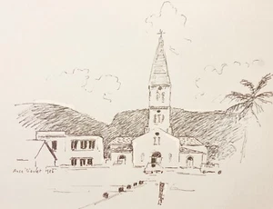 Dibujo a tinta Hayward Cirker 1986 Les Anse D'Arlet Martinica - Imagen 1 de 2