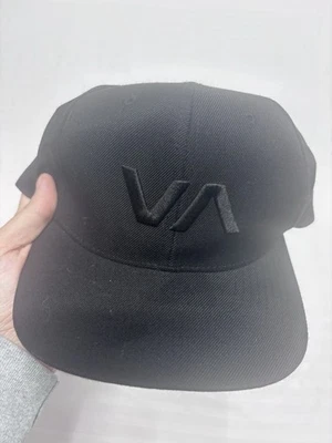RVCA 男式卡车司机帽平沿帽黑色平头可调节拼字均码 — 第 1/4 张图片