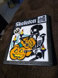 Vintage Rare Mini Halloween Skeleton With Pumpkins 2" Slide Puzzle  - Picture 1 of 4