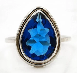 2CT Treated Blue Sapphire 925 Sterling Silver Ring Jewelry Sz 7.5 @19-5 - Picture 1 of 2