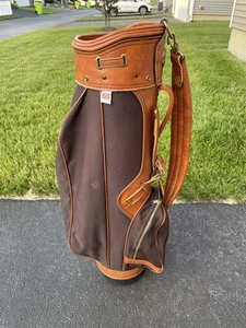 Hot Z Vintage USA Made Brown Canvas Leather Golf Bag - Picture 1 of 7