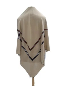 S43#Gucci Scarf - Beige Silk with Web Stripe & Monogram Detail - 100% Silk Vtg - Picture 1 of 21