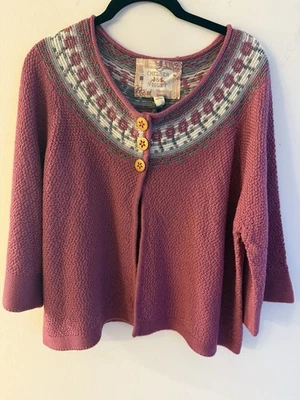 Suéter cardigã feminino Chelsea & Violet grande boho nórdico Fair Isle - Imagem 1 de 4