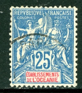 French Polynesia 1900 Tahiti 25¢ Blue Scott #12 VFU G326 - Picture 1 of 6