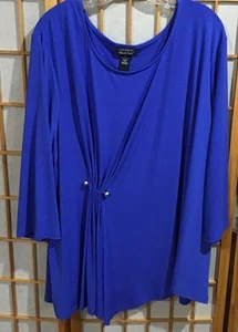 Catherines Black Label 3X Plus Size Blue Embellished Tunic Top - NWT - Picture 1 of 4