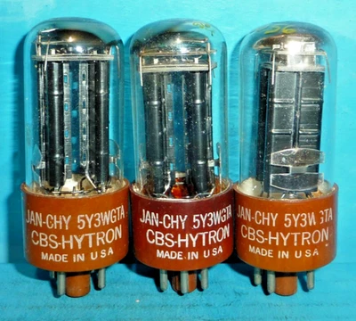 3 tubos rectificadores CBS-Hytron JAN-CHY 5Y3WGTA placas negras D Getter probado Foto 1 de 2
