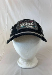 Live Laugh Love Baseball Cap Strapback Hat Every Moment Canvas Black Distressed - Picture 1 of 11