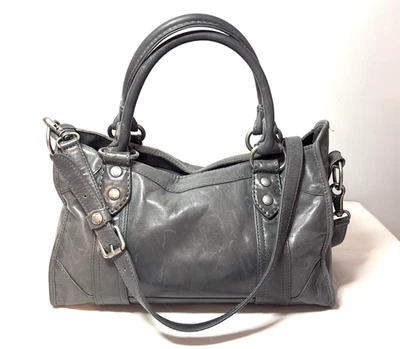 Bolso de Mano Frye Melissa Cremallera Cuero Envejecido Carbono Foto 1 de 4